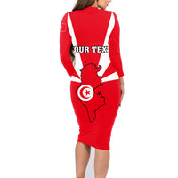 Tunisia Independence Day Family Matching Long Sleeve Bodycon Dress and Hawaiian Shirt Coat Of Arms Flag Style - Wonder Print Shop