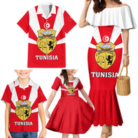 Tunisia Independence Day Family Matching Mermaid Dress and Hawaiian Shirt Coat Of Arms Flag Style - Wonder Print Shop