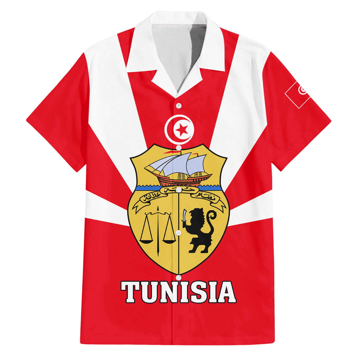 Tunisia Independence Day Family Matching Mermaid Dress and Hawaiian Shirt Coat Of Arms Flag Style - Wonder Print Shop