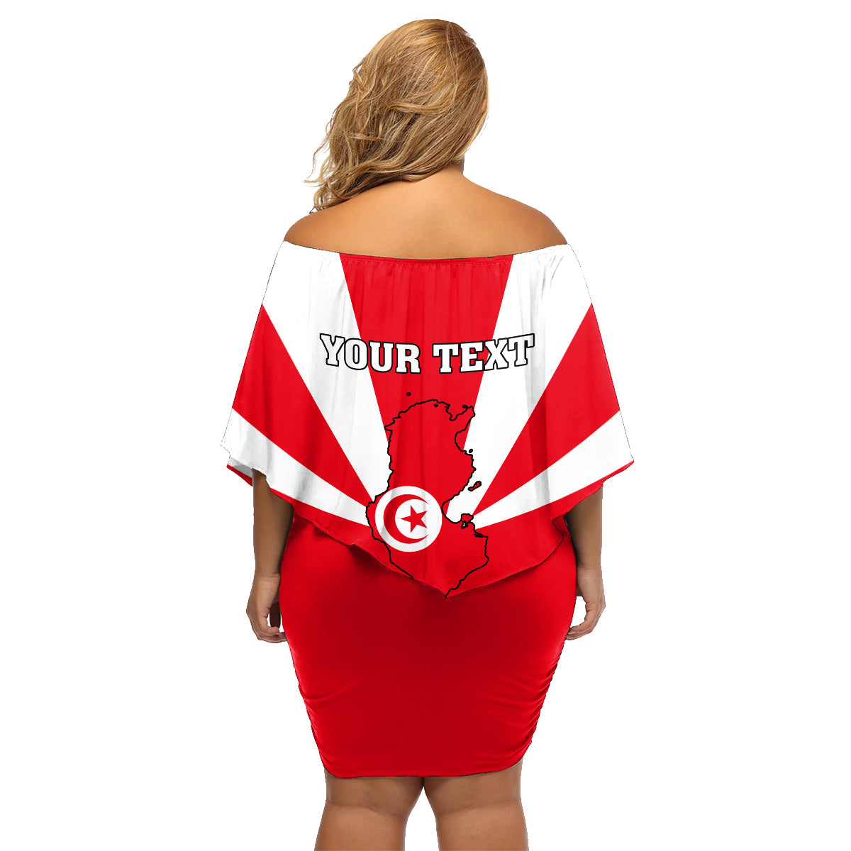 Tunisia Independence Day Family Matching Off Shoulder Short Dress and Hawaiian Shirt Coat Of Arms Flag Style - Wonder Print Shop
