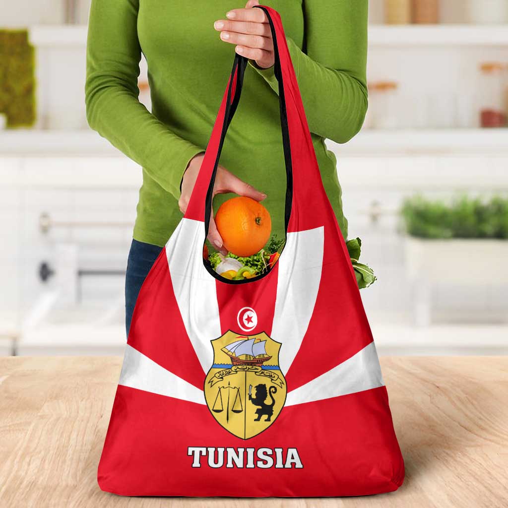 Tunisia Independence Day Grocery Bag Coat Of Arms Flag Style