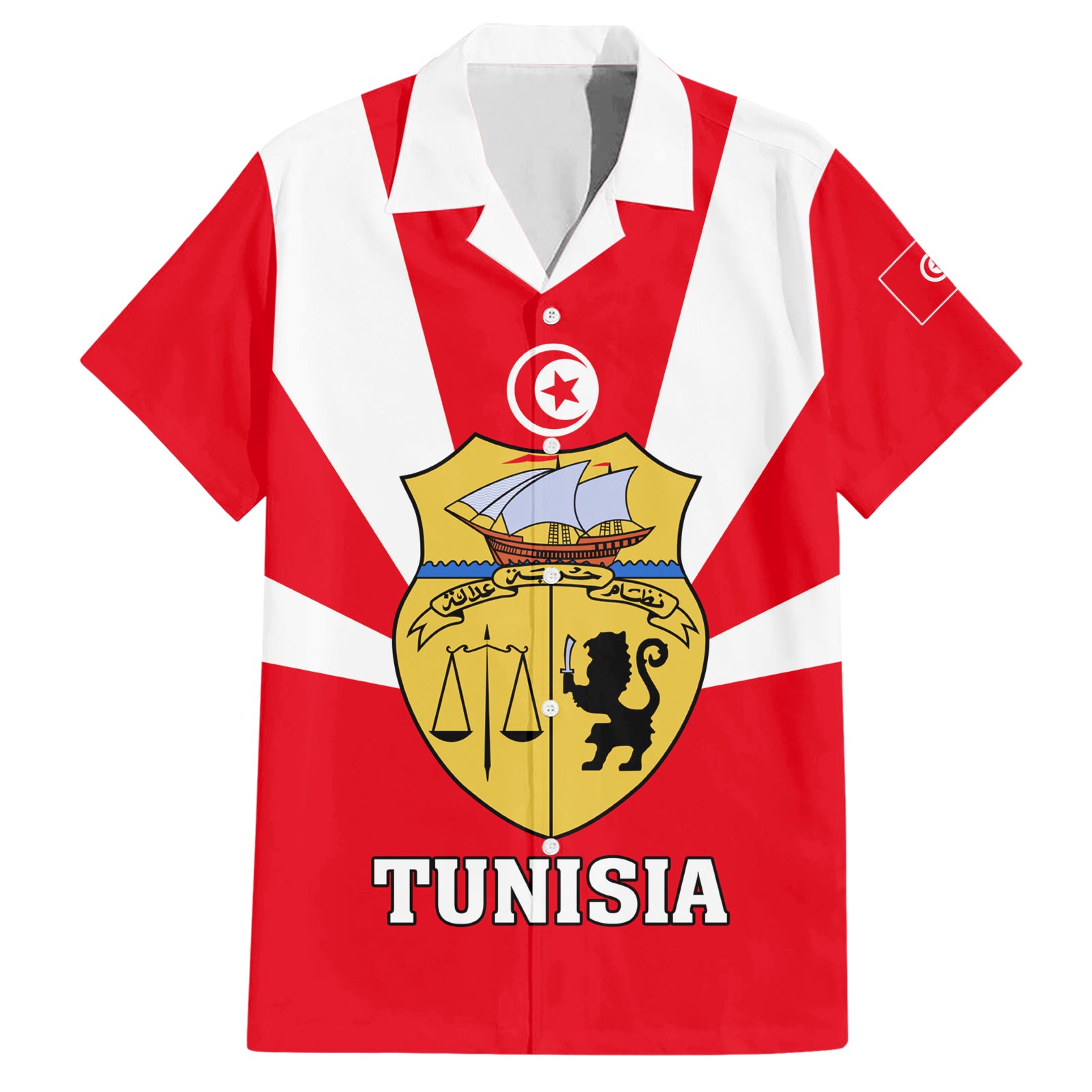 Tunisia Independence Day Hawaiian Shirt Coat Of Arms Flag Style - Wonder Print Shop