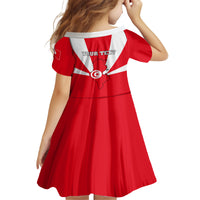 Tunisia Independence Day Kid Short Sleeve Dress Coat Of Arms Flag Style - Wonder Print Shop