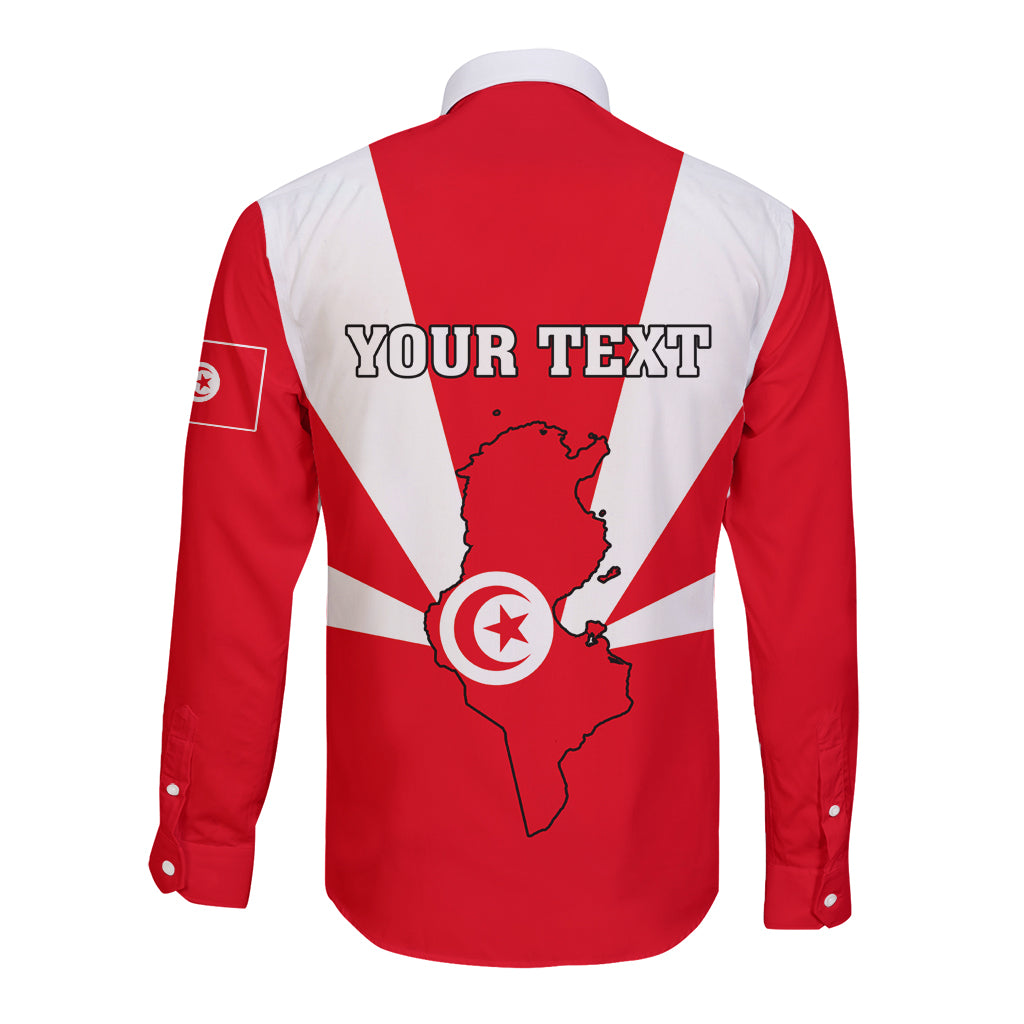 Tunisia Independence Day Long Sleeve Button Shirt Coat Of Arms Flag Style - Wonder Print Shop