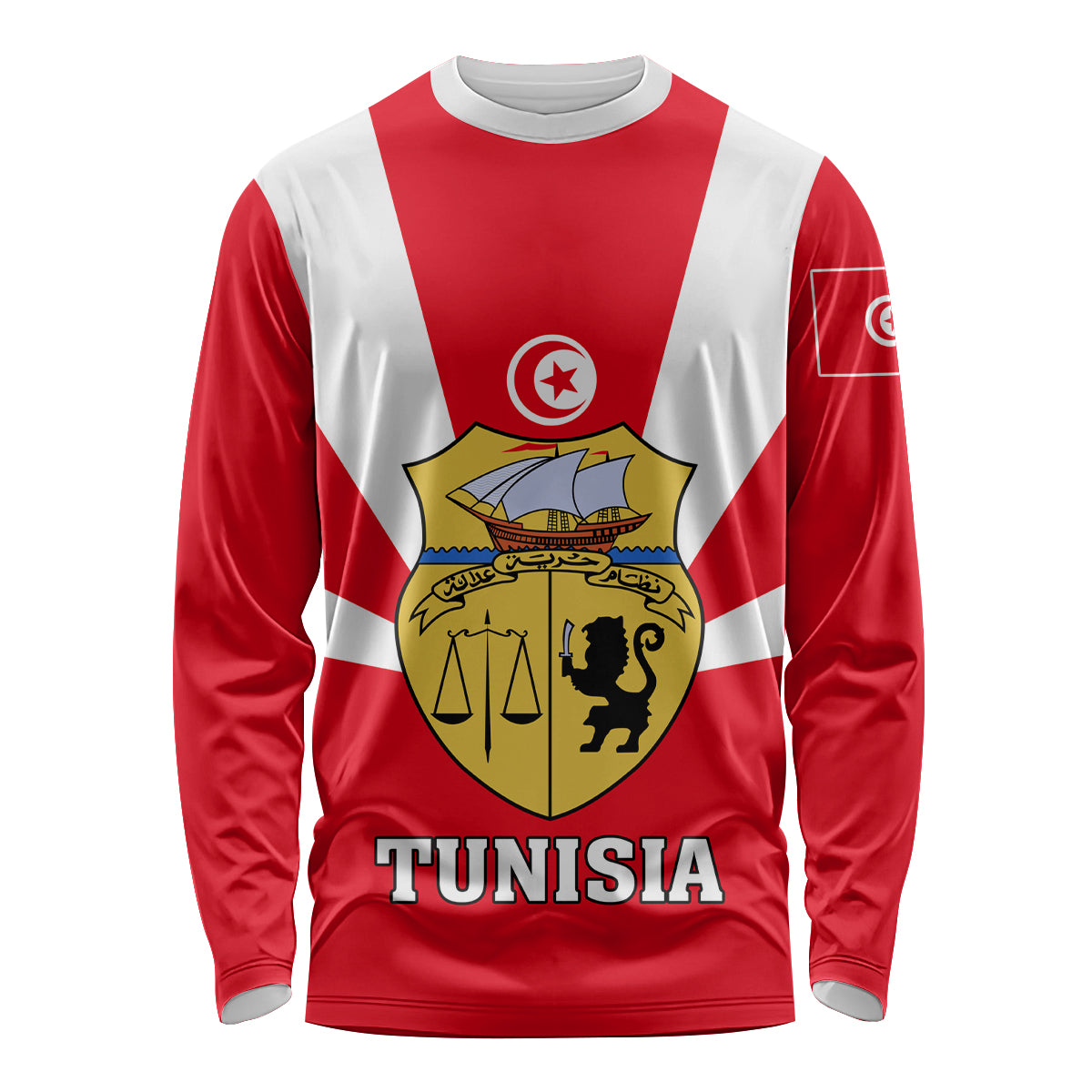 Tunisia Independence Day Long Sleeve Shirt Coat Of Arms Flag Style - Wonder Print Shop