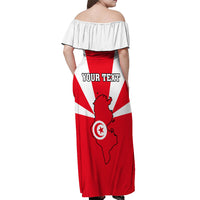 Tunisia Independence Day Off Shoulder Maxi Dress Coat Of Arms Flag Style - Wonder Print Shop