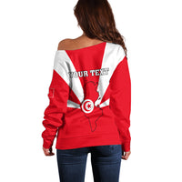 Tunisia Independence Day Off Shoulder Sweater Coat Of Arms Flag Style - Wonder Print Shop