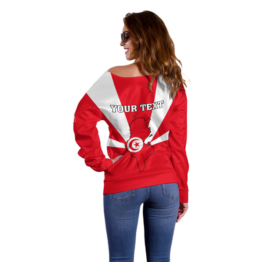 Tunisia Independence Day Off Shoulder Sweater Coat Of Arms Flag Style - Wonder Print Shop