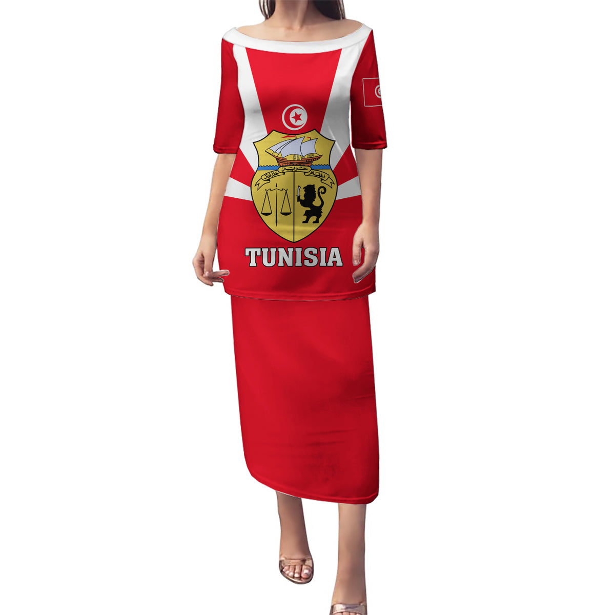 Tunisia Independence Day Puletasi Coat Of Arms Flag Style - Wonder Print Shop