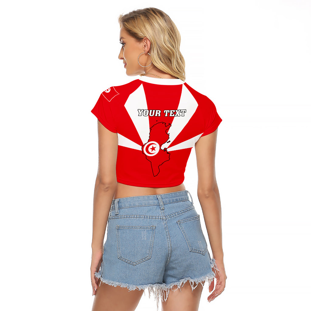 Tunisia Independence Day Raglan Cropped T Shirt Coat Of Arms Flag Style - Wonder Print Shop