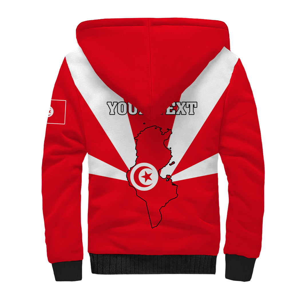 Tunisia Independence Day Sherpa Hoodie Coat Of Arms Flag Style - Wonder Print Shop