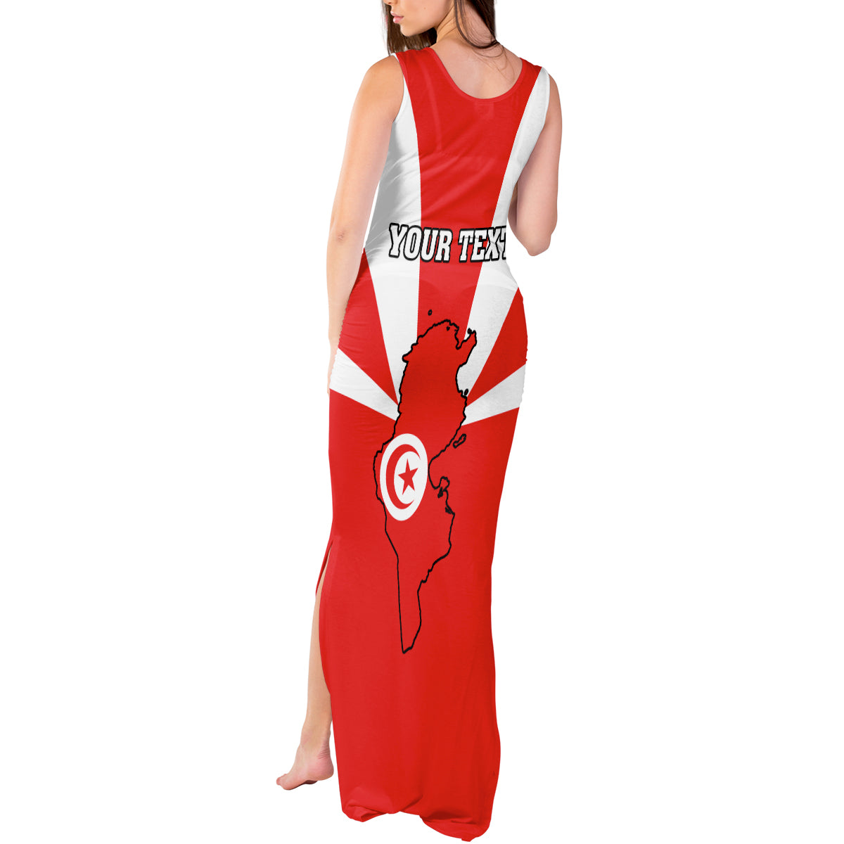 Tunisia Independence Day Tank Maxi Dress Coat Of Arms Flag Style - Wonder Print Shop