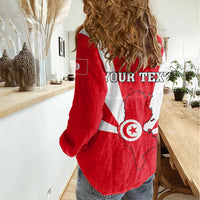 Tunisia Independence Day Women Casual Shirt Coat Of Arms Flag Style - Wonder Print Shop