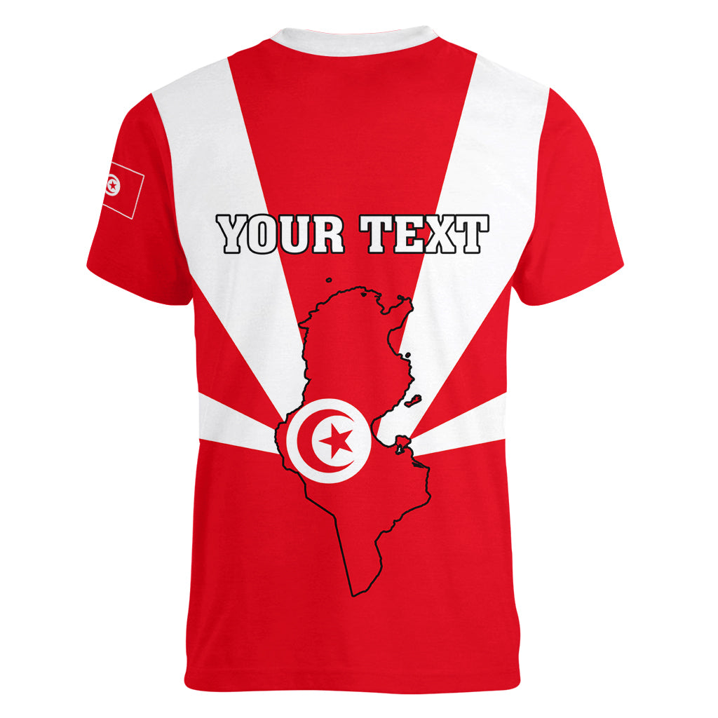 Tunisia Independence Day Women V Neck T Shirt Coat Of Arms Flag Style - Wonder Print Shop