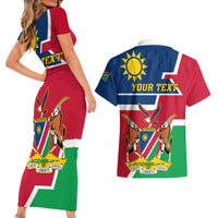 Namibia Independence Day Couples Matching Short Sleeve Bodycon Dress and Hawaiian Shirt Coat Of Arms Unique Style - Wonder Print Shop