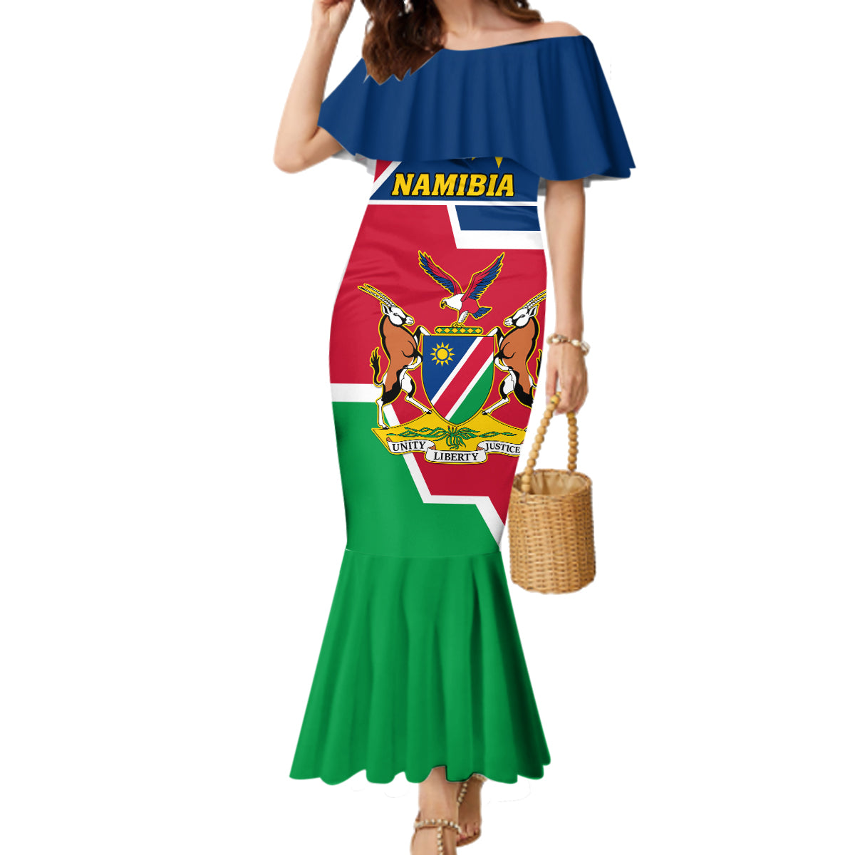 Namibia Independence Day Family Matching Mermaid Dress and Hawaiian Shirt Coat Of Arms Unique Style - Wonder Print Shop