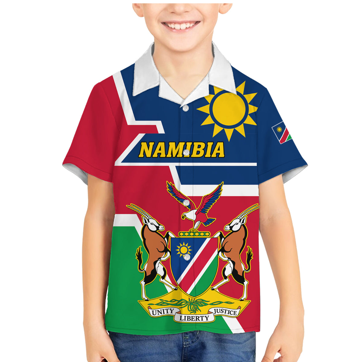 Namibia Independence Day Family Matching Mermaid Dress and Hawaiian Shirt Coat Of Arms Unique Style - Wonder Print Shop
