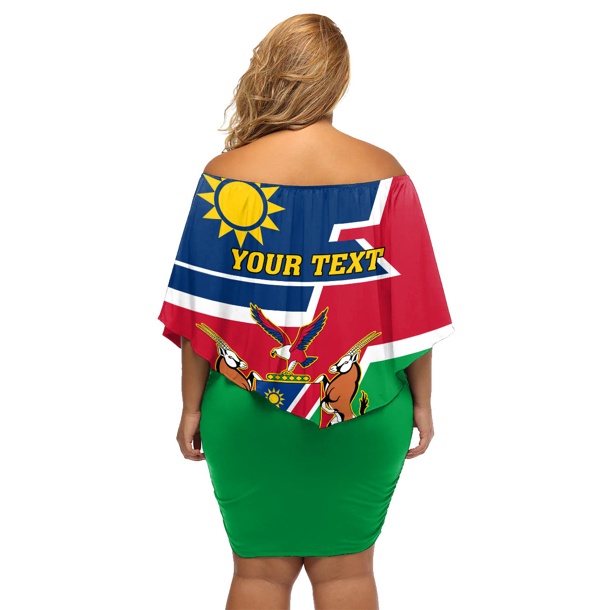 Namibia Independence Day Family Matching Off Shoulder Short Dress and Hawaiian Shirt Coat Of Arms Unique Style - Wonder Print Shop