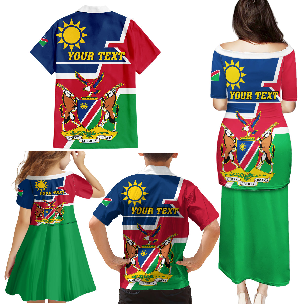 Namibia Independence Day Family Matching Puletasi and Hawaiian Shirt Coat Of Arms Unique Style - Wonder Print Shop