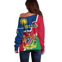 Namibia Independence Day Off Shoulder Sweater Coat Of Arms Unique Style - Wonder Print Shop
