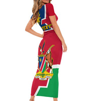 Namibia Independence Day Short Sleeve Bodycon Dress Coat Of Arms Unique Style - Wonder Print Shop
