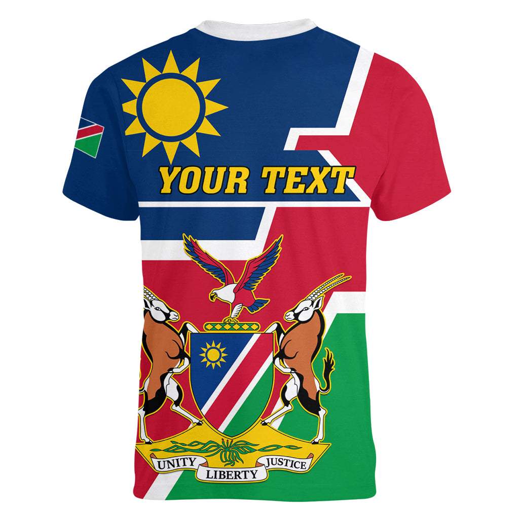 Namibia Independence Day Women V Neck T Shirt Coat Of Arms Unique Style - Wonder Print Shop