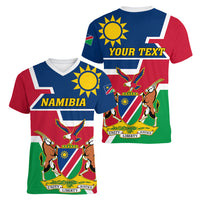 Namibia Independence Day Women V Neck T Shirt Coat Of Arms Unique Style - Wonder Print Shop