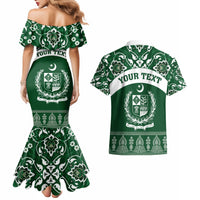 Pakistan Day Couples Matching Mermaid Dress and Hawaiian Shirt Coat Of Arms Mix Islamic Pattern - Wonder Print Shop