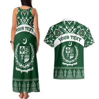 Pakistan Day Couples Matching Tank Maxi Dress and Hawaiian Shirt Coat Of Arms Mix Islamic Pattern - Wonder Print Shop