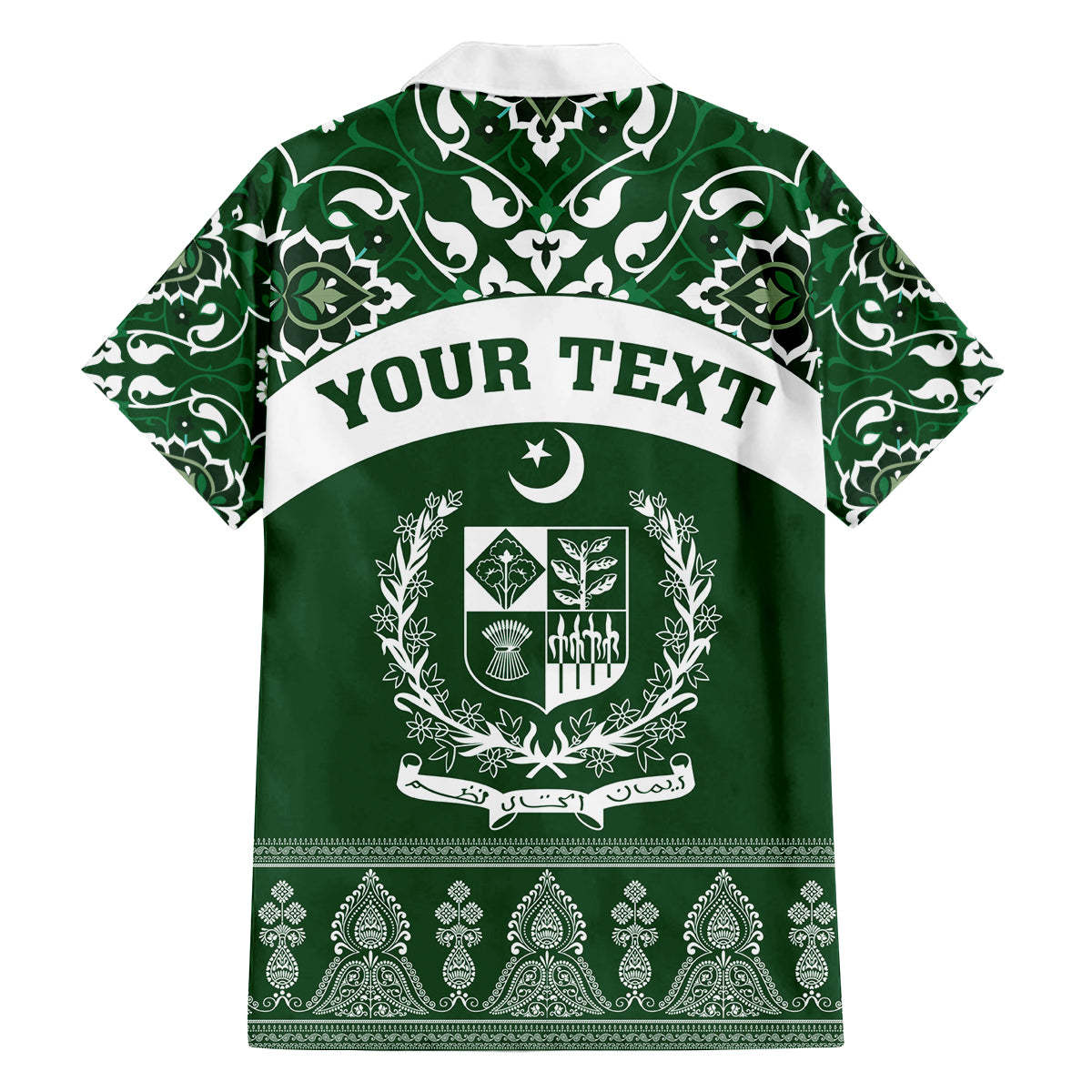 Pakistan Day Family Matching Long Sleeve Bodycon Dress and Hawaiian Shirt Coat Of Arms Mix Islamic Pattern - Wonder Print Shop