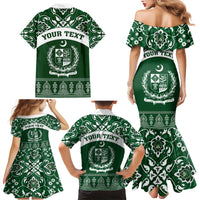 Pakistan Day Family Matching Mermaid Dress and Hawaiian Shirt Coat Of Arms Mix Islamic Pattern - Wonder Print Shop