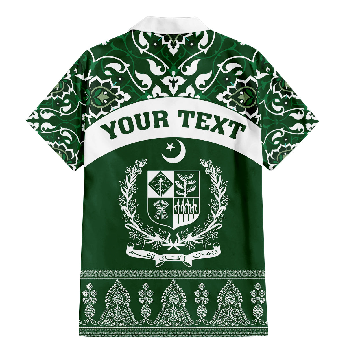 Pakistan Day Family Matching Mermaid Dress and Hawaiian Shirt Coat Of Arms Mix Islamic Pattern - Wonder Print Shop
