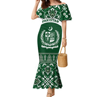 Pakistan Day Family Matching Mermaid Dress and Hawaiian Shirt Coat Of Arms Mix Islamic Pattern - Wonder Print Shop