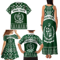 Pakistan Day Family Matching Tank Maxi Dress and Hawaiian Shirt Coat Of Arms Mix Islamic Pattern - Wonder Print Shop