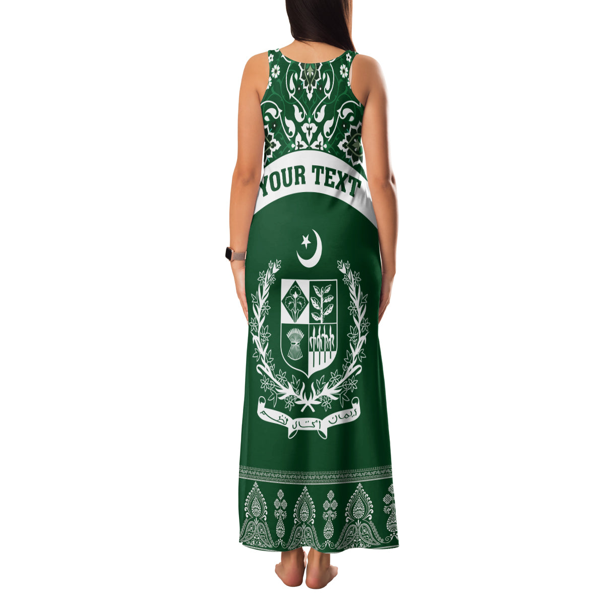 Pakistan Day Family Matching Tank Maxi Dress and Hawaiian Shirt Coat Of Arms Mix Islamic Pattern - Wonder Print Shop