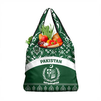 Pakistan Day Grocery Bag Coat Of Arms Mix Islamic Pattern