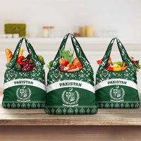 Pakistan Day Grocery Bag Coat Of Arms Mix Islamic Pattern