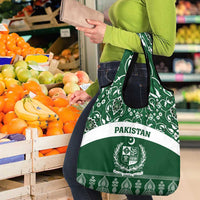 Pakistan Day Grocery Bag Coat Of Arms Mix Islamic Pattern