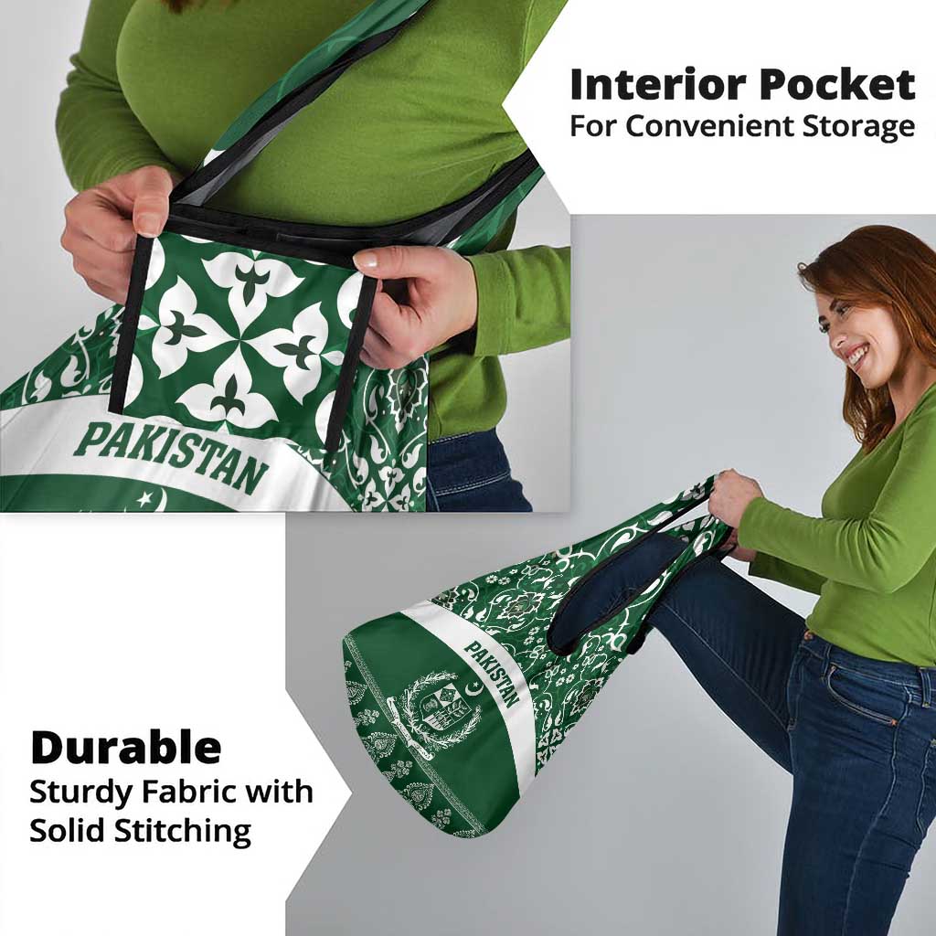 Pakistan Day Grocery Bag Coat Of Arms Mix Islamic Pattern