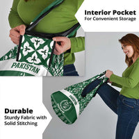 Pakistan Day Grocery Bag Coat Of Arms Mix Islamic Pattern