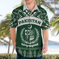 Pakistan Day Hawaiian Shirt Coat Of Arms Mix Islamic Pattern - Wonder Print Shop