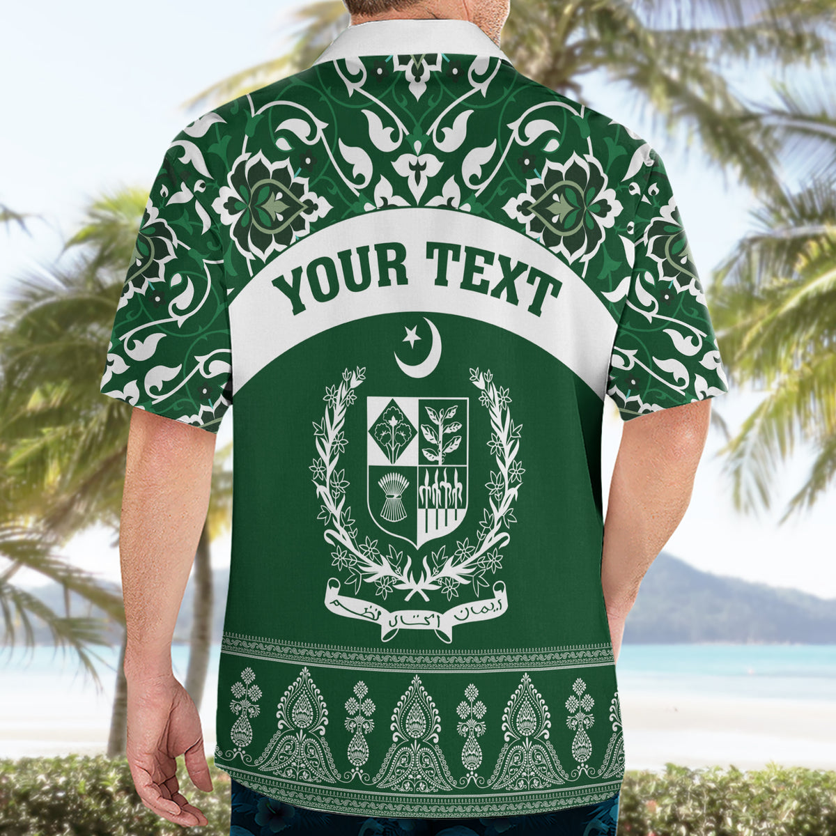 Pakistan Day Hawaiian Shirt Coat Of Arms Mix Islamic Pattern - Wonder Print Shop