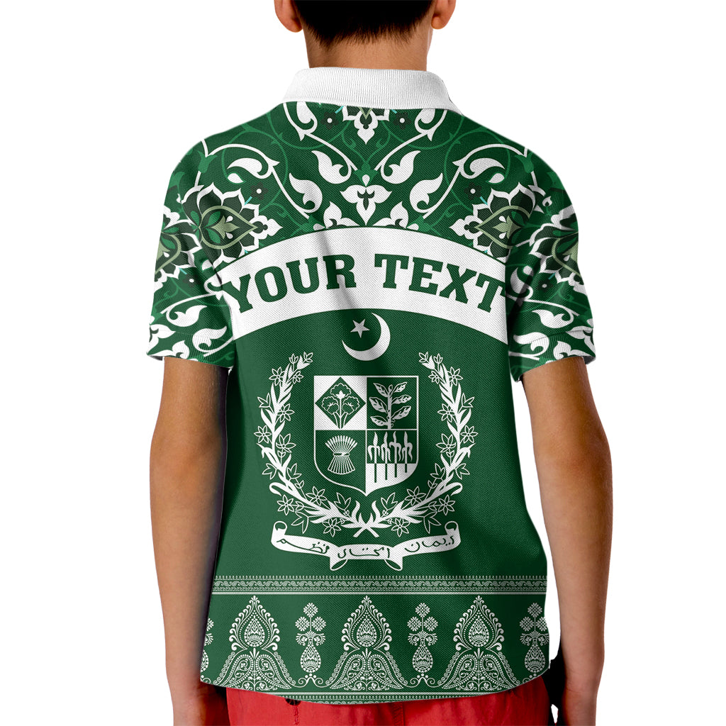 Pakistan Day Kid Polo Shirt Coat Of Arms Mix Islamic Pattern - Wonder Print Shop