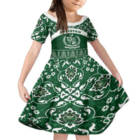 Pakistan Day Kid Short Sleeve Dress Coat Of Arms Mix Islamic Pattern - Wonder Print Shop