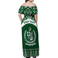 Pakistan Day Off Shoulder Maxi Dress Coat Of Arms Mix Islamic Pattern - Wonder Print Shop