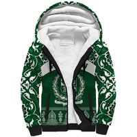 Pakistan Day Sherpa Hoodie Coat Of Arms Mix Islamic Pattern - Wonder Print Shop