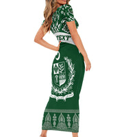 Pakistan Day Short Sleeve Bodycon Dress Coat Of Arms Mix Islamic Pattern - Wonder Print Shop