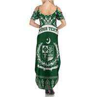 Pakistan Day Summer Maxi Dress Coat Of Arms Mix Islamic Pattern - Wonder Print Shop