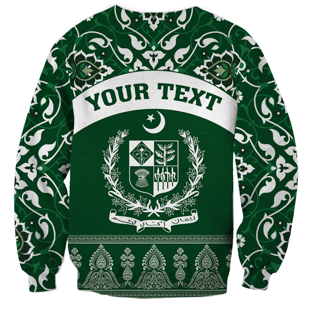 Pakistan Day Sweatshirt Coat Of Arms Mix Islamic Pattern - Wonder Print Shop
