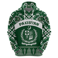 Pakistan Day Zip Hoodie Coat Of Arms Mix Islamic Pattern - Wonder Print Shop